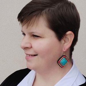 Egyiptomi stílusú hímzett fülbevaló - ékszer - fülbevaló - lógó fülbevaló - Meska.hu