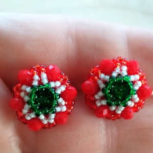 Nemzeti színű pötty kristályos fülbevaló, trikolór kiegészítő - ékszer - fülbevaló - pötty fülbevaló - Meska.hu