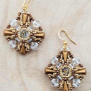 Bronz-arany-kristályos szett - ékszer - ékszerszett - Meska.hu