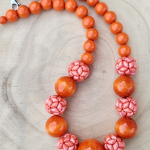 Narancssárga fa - gyöngybogyós nyaklánc, Ékszer, Nyaklánc, Bogyós nyaklánc, Gyöngyfűzés, gyöngyhímzés, MESKA