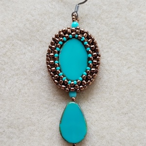 Bronz-türkiz fülbevaló  - ékszer - fülbevaló - lógó fülbevaló - Meska.hu