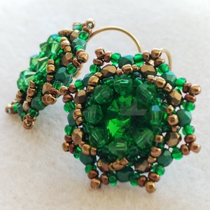 Zöld bronz kristályos fülbevaló  - esküvő - ékszer - fülbevaló - Meska.hu