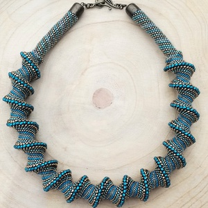 kék-bronz nyakék - ékszer - nyaklánc - statement nyaklánc - Meska.hu