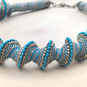 kék-bronz nyakék - ékszer - nyaklánc - statement nyaklánc - Meska.hu