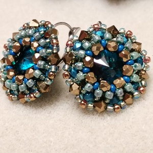 Kék bronz kristályos fülbevaló  - Meska.hu