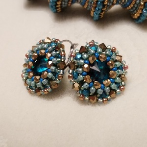 Kék bronz kristályos fülbevaló  - esküvő - ékszer - fülbevaló - Meska.hu