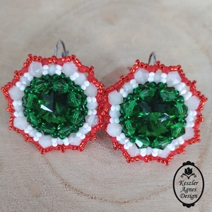 Nemzeti színű kristályos fülbevaló, trikolór logós fülbevaló  - esküvő - ékszer - fülbevaló - Meska.hu