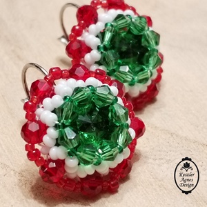 Trikolór kristályos fülbevaló, nemzeti színű fülbevaló  - ékszer - fülbevaló - lógó fülbevaló - Meska.hu