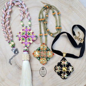 DIY- tutorial, Négyszögletes, csillogó medál minta, gyöngyfűzési útmutató  - Meska.hu