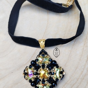 DIY- tutorial, Négyszögletes, csillogó medál minta, gyöngyfűzési útmutató  - diy (csináld magad) - fűzésminták - Meska.hu