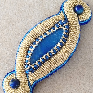 Lapis latulit-arany pufi francia csat, kék arany hajdísz, ásványos csat, Ruha & Divat, Hajdísz & Hajcsat, Hajcsat & Hajtű, Ékszerkészítés, Gyöngyfűzés, gyöngyhímzés, MESKA