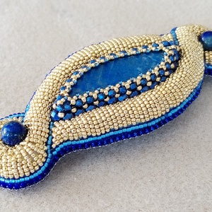 Lapis latulit-arany pufi francia csat, kék arany hajdísz, ásványos csat - ruha & divat - hajdísz & hajcsat - hajcsat & hajtű - Meska.hu