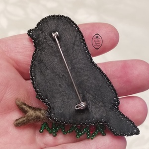 DIY - KIT - gyöngyfűző csomag - Gyöngyhímzett cinke bross  - diy (csináld magad) - egységcsomag - Meska.hu