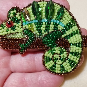 Kaméleon bross KIT gyöngyfűző készlet, DIY (Csináld magad), Egységcsomag, Gyöngyfűzés, gyöngyhímzés, MESKA