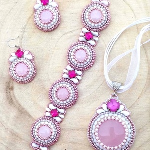 DIY-KIT Gyöngyhímző készlet, Pink Tondo Aventurin Tondo gyöngyhímző készlet  - diy (csináld magad) - egységcsomag - Meska.hu