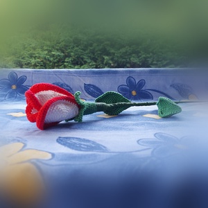 Bimbós vörös rózsa, horgolás minta, DIY (Csináld magad), Egységcsomag, Horgolás, Meska