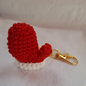 Piros kesztyű kulcstartó , Táska & Tok, Kulcstartó & Táskadísz, Kulcstartó, Horgolás, MESKA