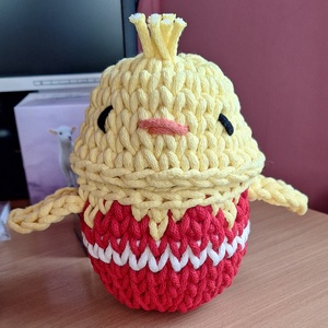 Horgolt csibe tároló  - ünnepi díszek, dekorációk - húsvéti díszek és dekorációk - húsvéti asztaldíszek - Meska.hu