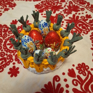 Sárgarépás kosár , Ünnepi díszek, dekorációk, Húsvéti asztaldíszek, Húsvéti díszek és dekorációk, Horgolás, MESKA
