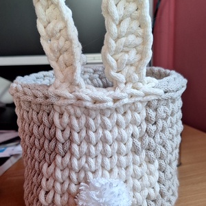 Nyuszi kosár  - ünnepi díszek, dekorációk - húsvéti díszek és dekorációk - húsvéti kosár - Meska.hu