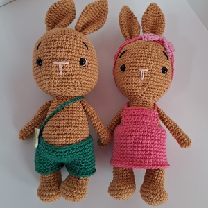 Horgolt nyuszilány  - baba - mama - baba játékok - szundikendő, alvóka - Meska.hu