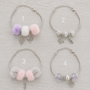 Pomponos charm karkötő - ékszer - karkötő - charm karkötő - Meska.hu