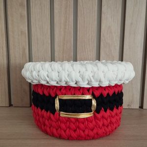 Horgolt Mikulás kosár, Otthon & Életmód, Dekoráció, Asztal és polc dekoráció, Dekorációs tál, tartó, Horgolás, MESKA