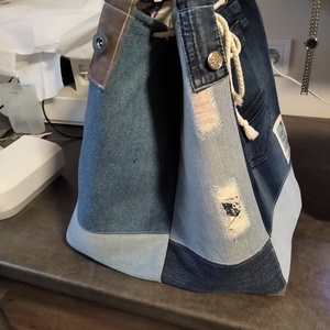 Tote Bag fazonú farmertáska, bevásárlótáska, strandtáska - táska & tok - bevásárlás & shopper táska - shopper, textiltáska, szatyor - Meska.hu