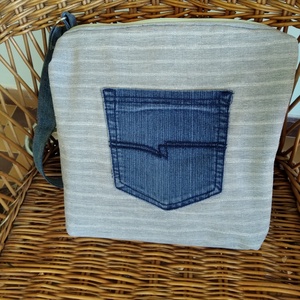 Patchwork, kockás, cipzáras farmer átvetős/válltáska, bevásárlótáska - táska & tok - kézitáska & válltáska - vállon átvethető táska - Meska.hu