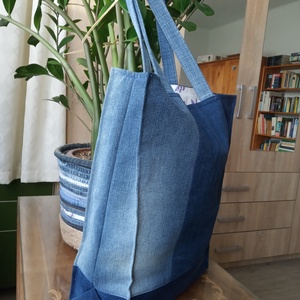 Egyszerű bevásárlótáska farmerből - táska & tok - bevásárlás & shopper táska - shopper, textiltáska, szatyor - Meska.hu
