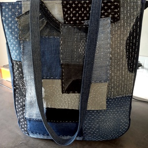 Boro/Sashiko technikával készült farmer táska - táska & tok - kézitáska & válltáska - kézitáska - Meska.hu