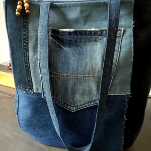 Boro/Sashiko technikával készült farmer táska - táska & tok - kézitáska & válltáska - kézitáska - Meska.hu