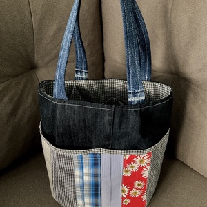 Tote Bag fazonú farmertáska, bevásárlótáska, strandtáska, Táska & Tok, Bevásárlás & Shopper táska, Shopper, textiltáska, szatyor, Varrás, MESKA