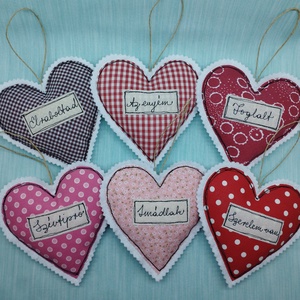 Textil szív -Foglalt felirattal  - kellékek & szerszámok - dekorációs kellékek - egyéb kellékek - Meska.hu