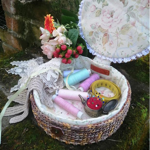 Vintage stílusú raffiából horgolt varródoboz - otthon & életmód - tárolás & rendszerezés - doboz - Meska.hu