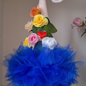 Rózsás-szivecskés kék tüllszoknyás manó - otthon & életmód - dekoráció - manók - Meska.hu