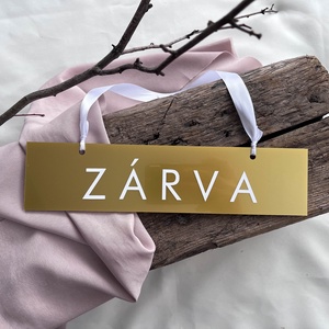 Arany nyitva-zárva tábla, rögtön jövök tábla - otthon & életmód - dekoráció - ajtó- és ablak dekoráció - ajtótábla - Meska.hu
