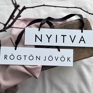 Fehér nyitva-zárva tábla, rögtön jövök tábla, Otthon & Életmód, Dekoráció, Ajtó- és ablak dekoráció, Ajtótábla, Mindenmás, MESKA