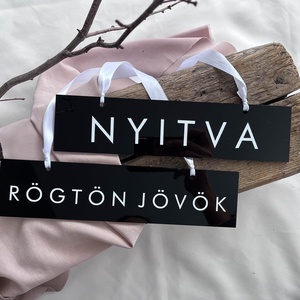 Fekete nyitva-zárva tábla, rögtön jövök tábla, Otthon & Életmód, Dekoráció, Ajtó- és ablak dekoráció, Ajtótábla, Mindenmás, MESKA