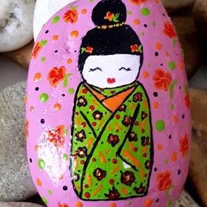 Japán babás  kézzel festett ajándék kő - Meska.hu