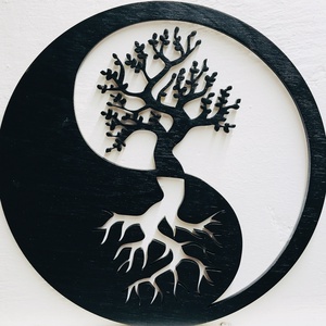 Jin Jang fali dísz az élet fája motívummal, Otthon & Lakás, Dekoráció, Spiritualitás, Mandala, Famegmunkálás, MESKA