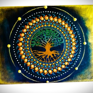 Életfa mandala vászonkép , Otthon & Lakás, Dekoráció, Spiritualitás, Mandala, Festészet, MESKA