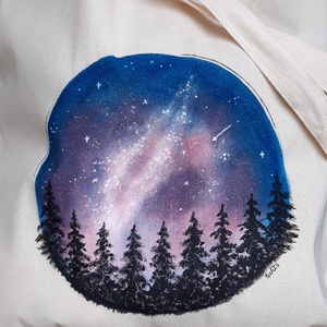 Galaxisos vászontáska kézi festéssel - táska & tok - bevásárlás & shopper táska - shopper, textiltáska, szatyor - Meska.hu