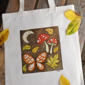 Őszi hangulatban - festett vászontáska, Táska & Tok, Bevásárlás & Shopper táska, Shopper, textiltáska, szatyor, Festett tárgyak, MESKA