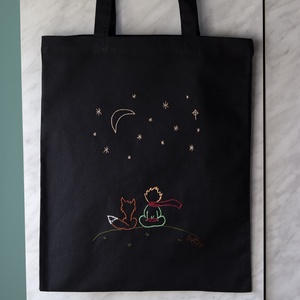 A kis herceg szett - hímzett vászontáska és neszesszer  - táska & tok - bevásárlás & shopper táska - shopper, textiltáska, szatyor - Meska.hu