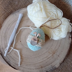 Horgolt tojás akasztózsinórral - otthon & életmód - dekoráció - asztal és polc dekoráció - asztaldísz - Meska.hu