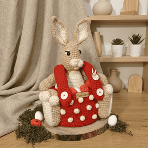Húsvéti tojástároló amigurumi nyuszi, piros, Otthon & Életmód, Tárolás & Rendszerezés, Tárolókosár, Horgolás, MESKA