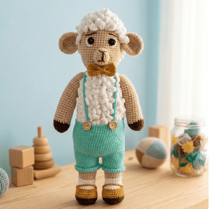 Berti a horgolt bárány nadrágban, Játék & Sport, Plüssállat & Játékfigura, Plüss bárány, Horgolás, MESKA