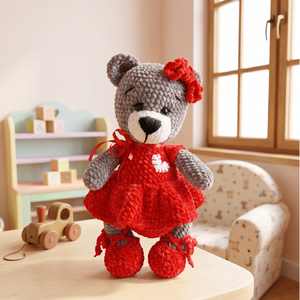 Horgolt mackólány zsenília fonalból, Játék & Sport, Plüssállat & Játékfigura, Maci, Horgolás, MESKA