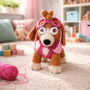 Mancs őrjárat-Skye horgolt figura, Játék & Sport, Plüssállat & Játékfigura, Kutya, Horgolás, Hímzés, MESKA